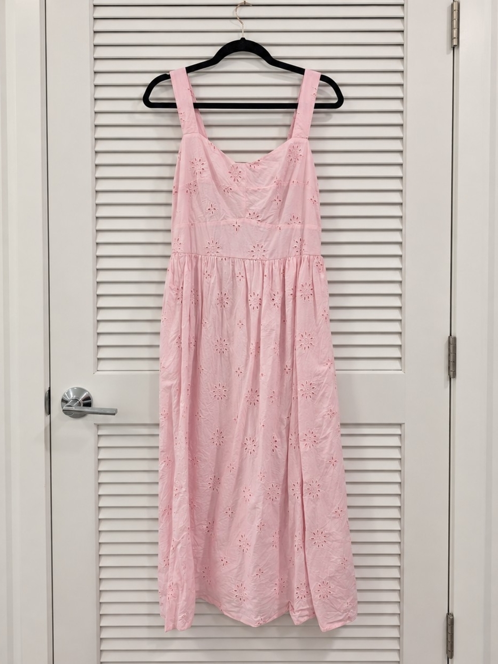 J.Crew Factory Blush Pink Eyelet Midi Dress Size 14 Smocked Back